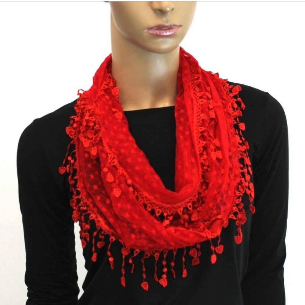 NWT Valentine's Day Red Scarf w/ Hearts!